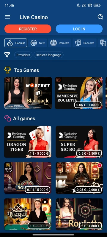 Mostbet ilovasi skrinshoti 4